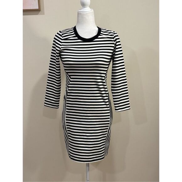 McGinn Women's Striped Knit Stretch Sheath Dress Black Ivory Size Small - Picture 1 of 6